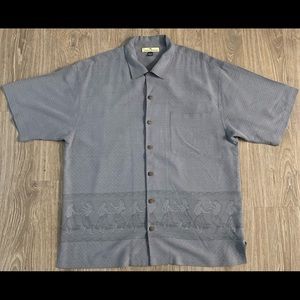 Tommy Bahama 100% Silk size L Grey Used Island Woman Hula Dancers
